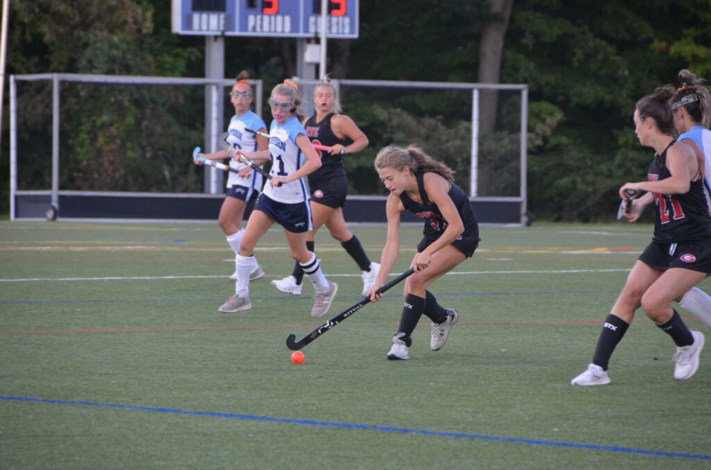 (PHOTO: Rye Girls Varsity Field Hockey MVP senior Morgan Puzzuoli in action.)