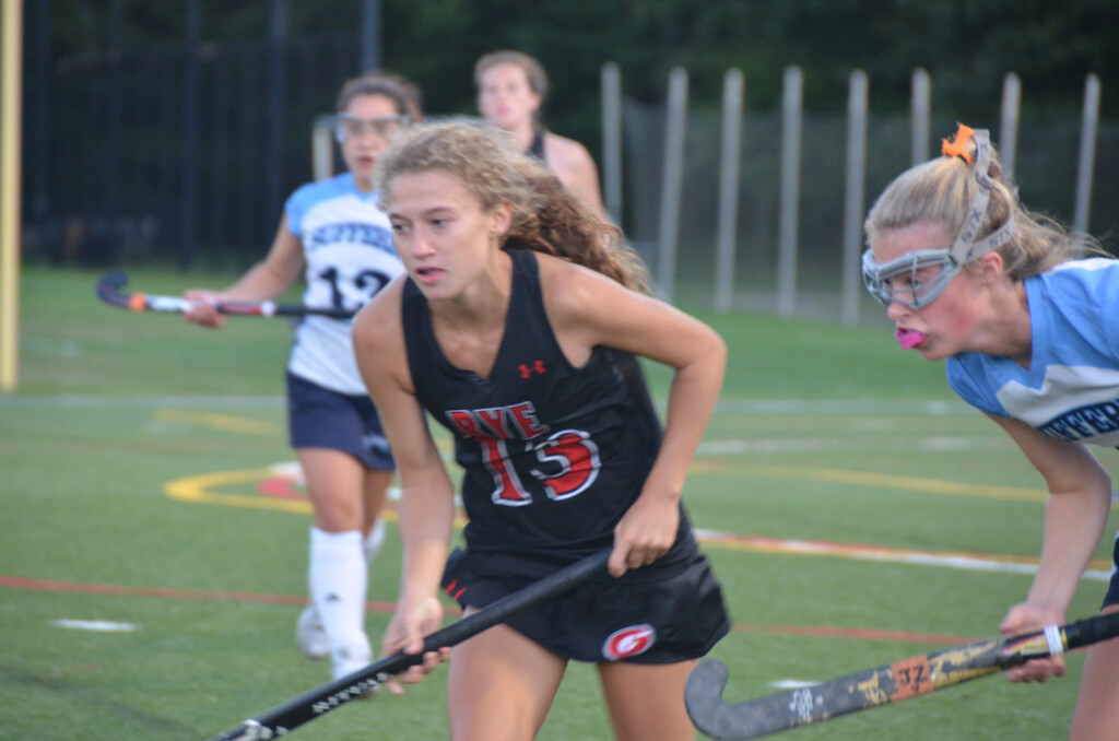 (PHOTO: Rye Girls Varsity Field Hockey MVP senior Morgan Puzzuoli in action.)