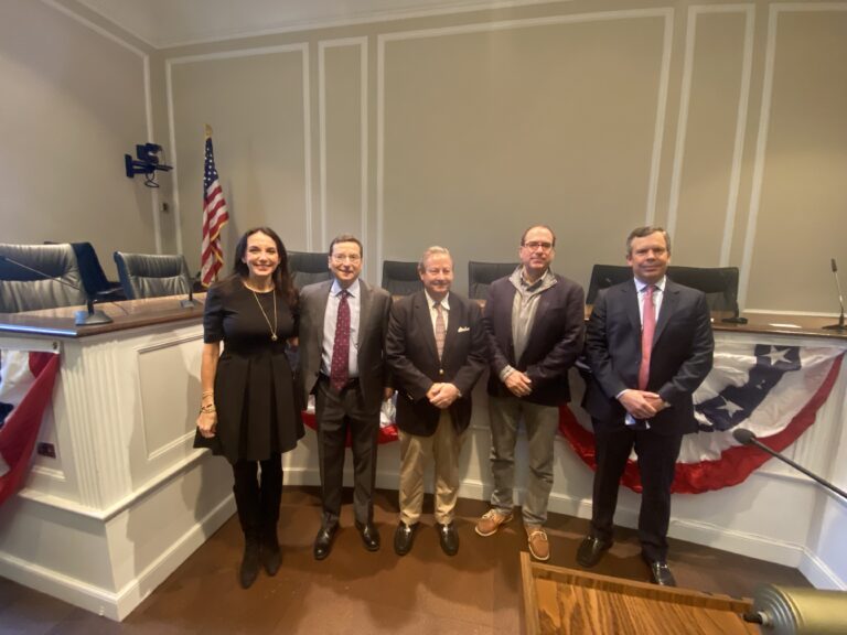 (PHOTO: The new and renewed council members on January 1, 2022 - Julie Souza, Josh Cohn, Bill Henderson, Josh Nathan and Ben Stacks.)