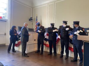 The Rye FD promoted four firefighters to the position of Lieutenant - Andrew Northshield, John Rodrigues, Clyde Pitts 3rd and John Cotter. The ceremony was held at Rye City Hall on January 4, 2022.