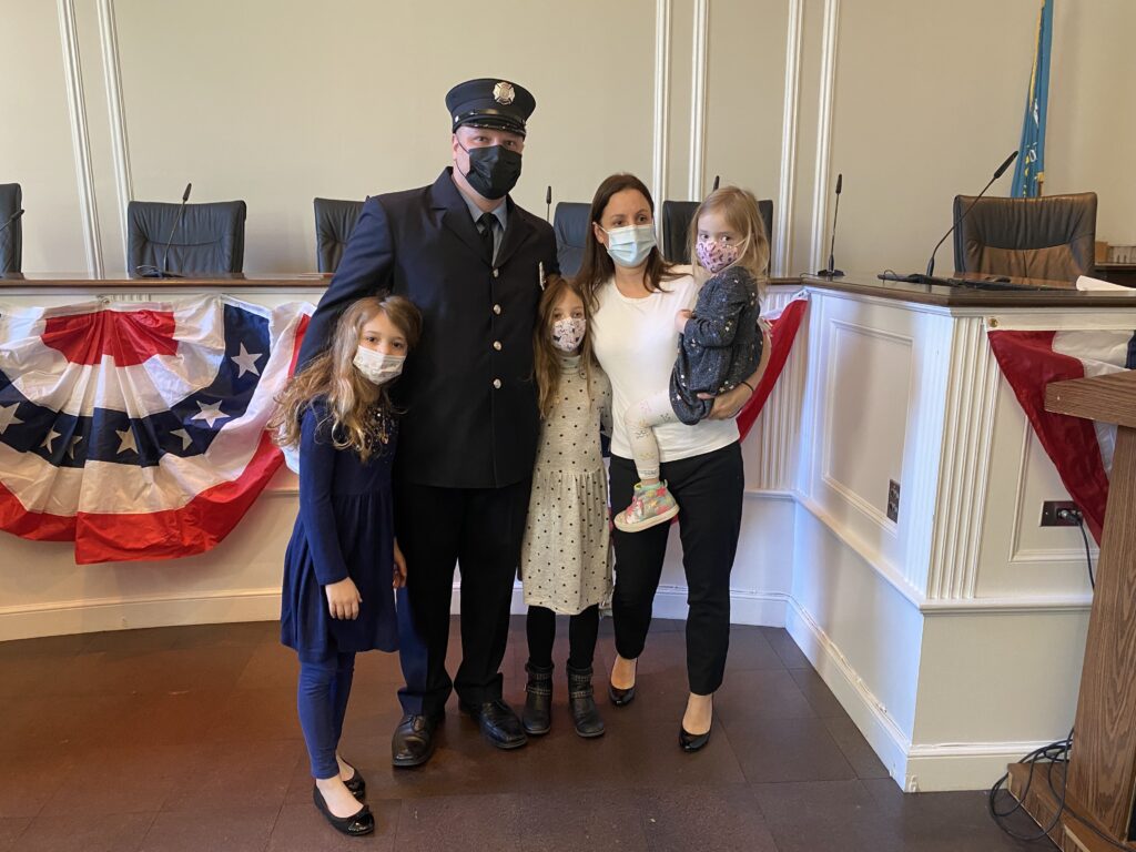 The Rye FD promoted four firefighters to the position of Lieutenant - Andrew Northshield, John Rodrigues, Clyde Pitts 3rd and John Cotter. The ceremony was held at Rye City Hall on January 4, 2022.