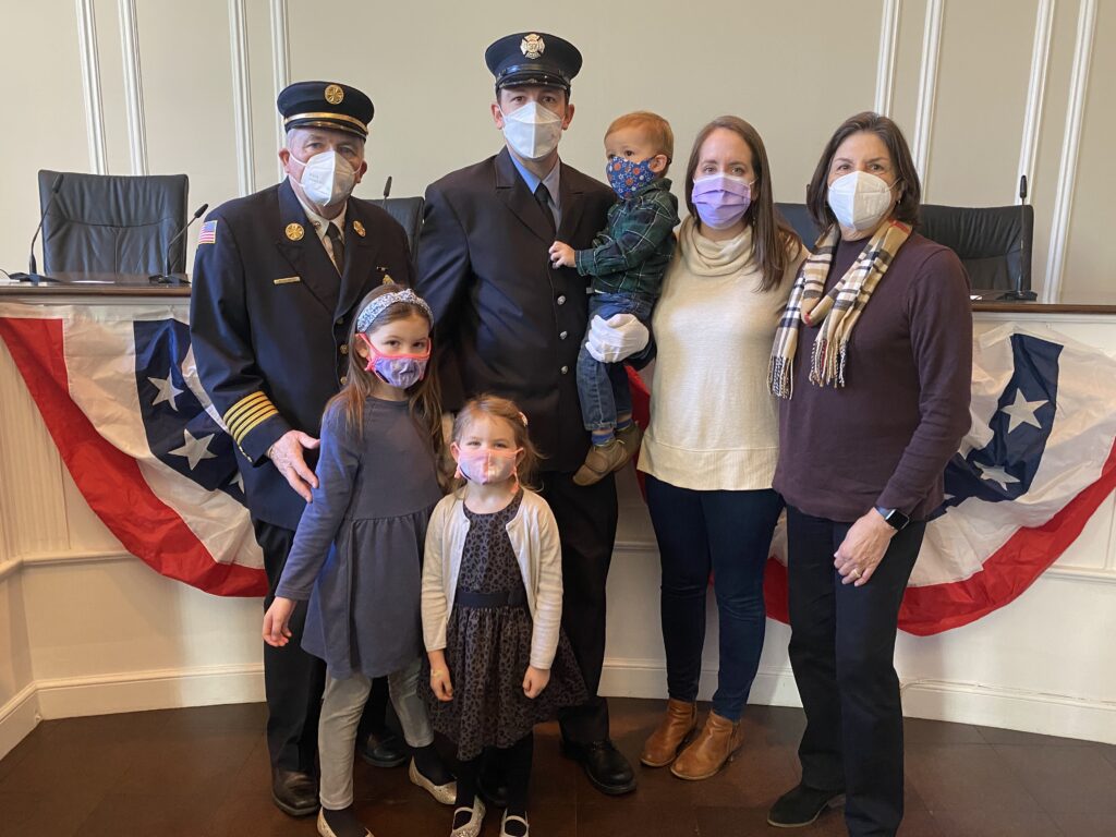 The Rye FD promoted four firefighters to the position of Lieutenant - Andrew Northshield, John Rodrigues, Clyde Pitts 3rd and John Cotter. The ceremony was held at Rye City Hall on January 4, 2022.