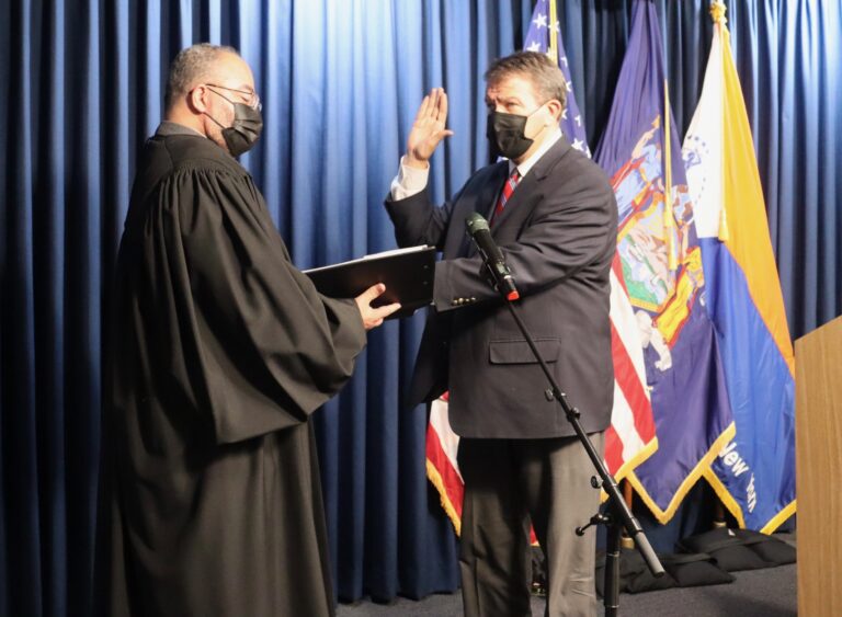 (PHOTO: Latimer’s oath was administered by New York State Supreme Court Justice Thomas Quiñones, 9th Judicial District.)