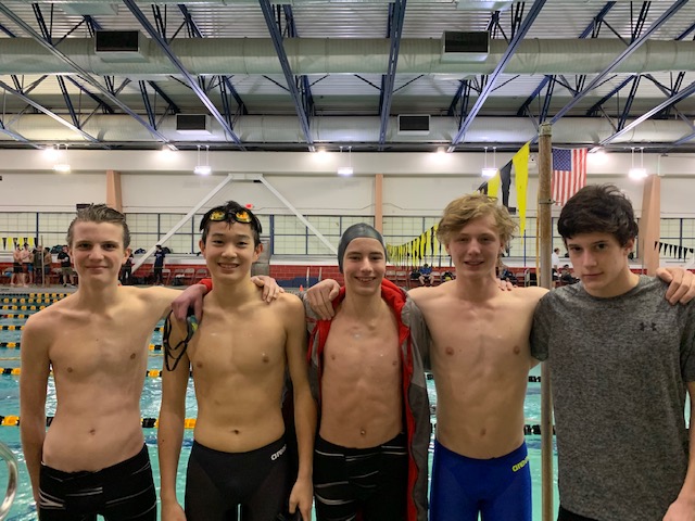 (PHOTO: Rye Boys Varsity Swimming & Diving at sectional finals Wednesday.)