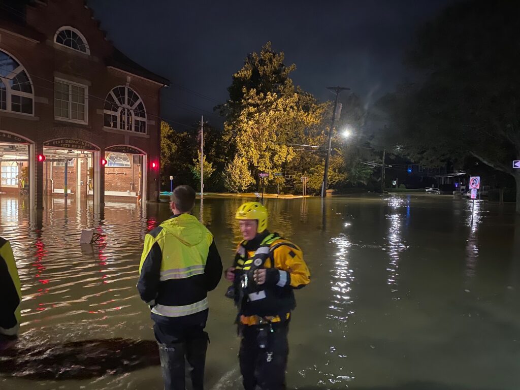 (PHOTO: First responders the night of Hurricane Ida.)