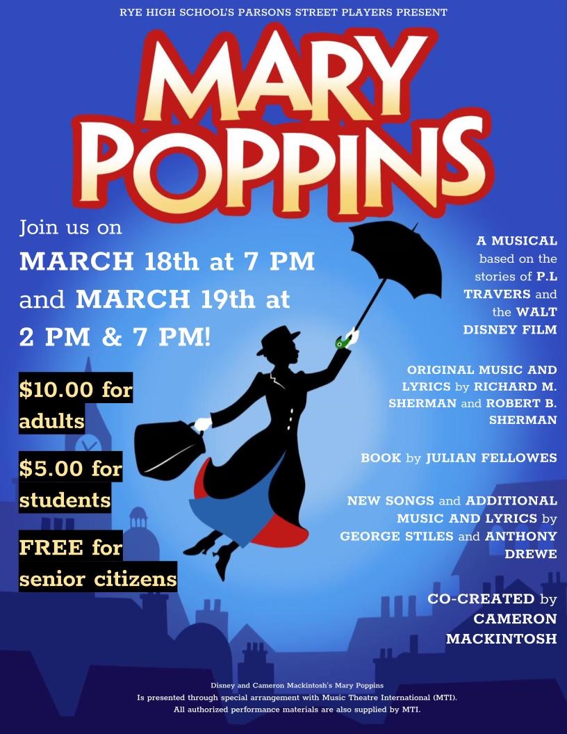 Rye High School's Parsons Street Players - MARY POPPINS 2022