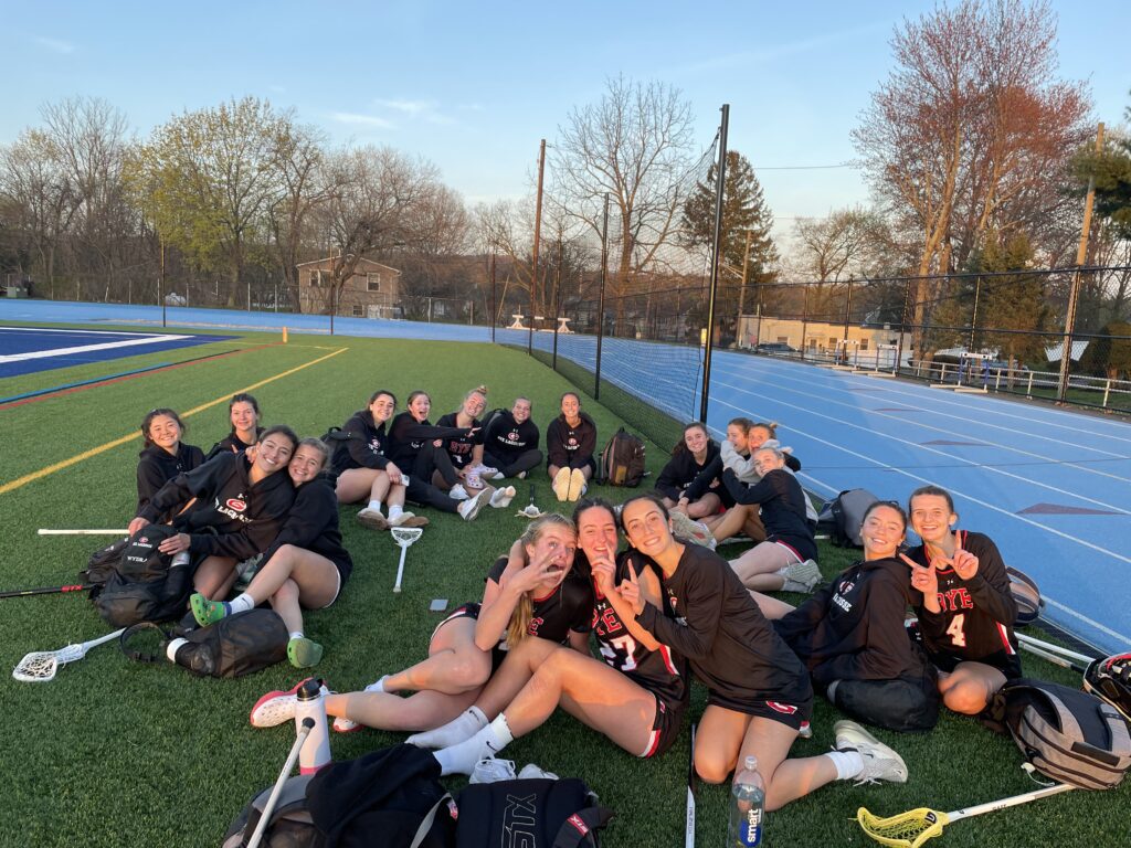 (PHOTO:  The Rye Girls Varsity Lacrosse team after the Hendrick Hudson game Wednesday.)