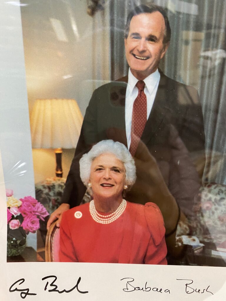 (PHOTO: President George Bush and First Lady Barbara Bush, from the Rye Historical Society Archives.)