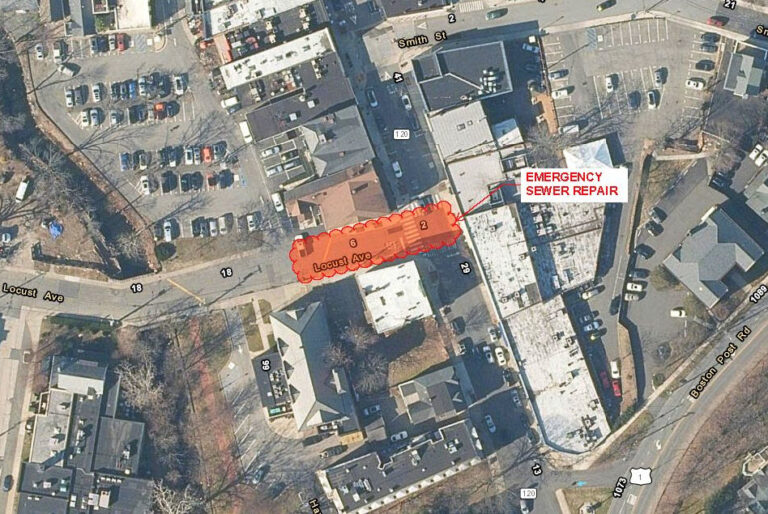 emergency city sewer work Purchase Street april 2022