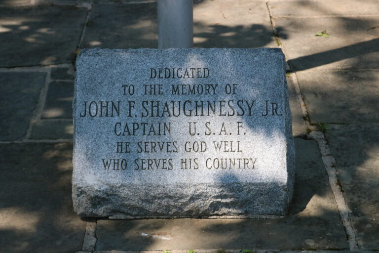 (PHOTO: The base of the John F. Shaughnessy Jr. flagpole at Rye Recreation.)