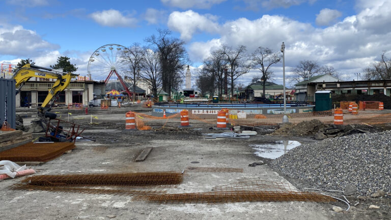 (PHOTO: Playland - deep in construction mode - in April 2022.)