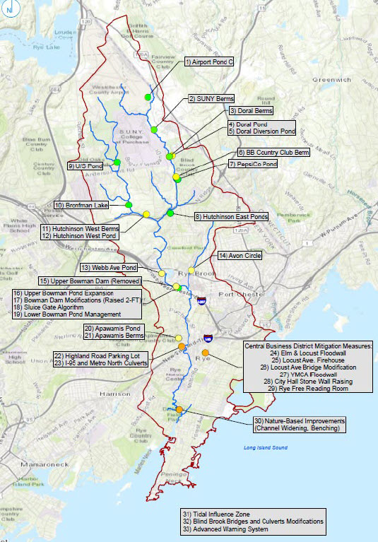 (PHOTO: 33 Blind Brook Flood Resiliency Focus Areas are in the preliminary Ramboll study.)