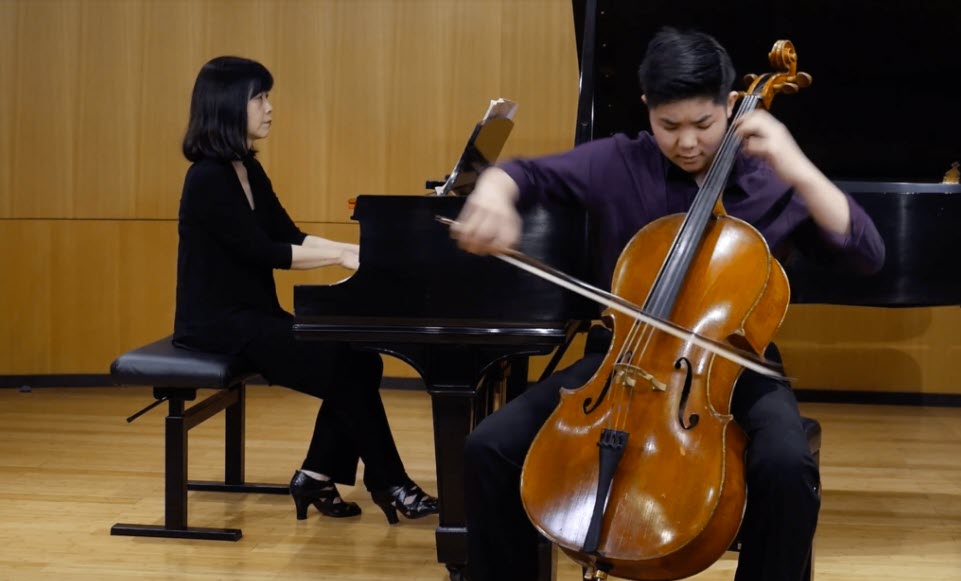 (PHOTO: Rye High School senior and cellist Sean Yu.)