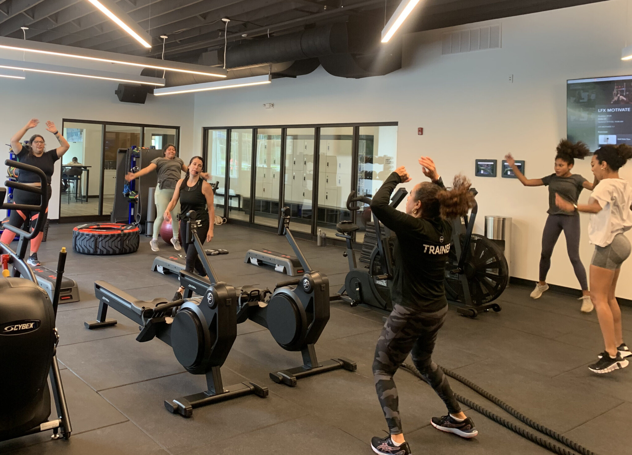 (PHOTO: At the Y Studios, there is a HIIT (High Intensity Interval Training) studio for individual workouts and small group, functional, and personal training. Members can work with Rye Y staff or on their own using the interactive TV screens that offer guided personalized workouts.)