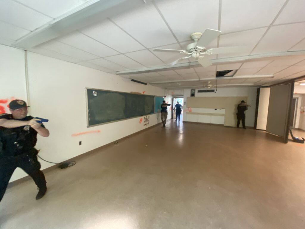 (PHOTO: Rye PD conducted active shooter training on the Rye High School and Middle School campus on Sunday, June 26, 2022. 1- 6/8)