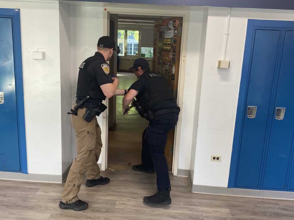 (PHOTO: Rye PD conducted active shooter training on the Rye High School and Middle School campus on Sunday, June 26, 2022. 2- 2/8)