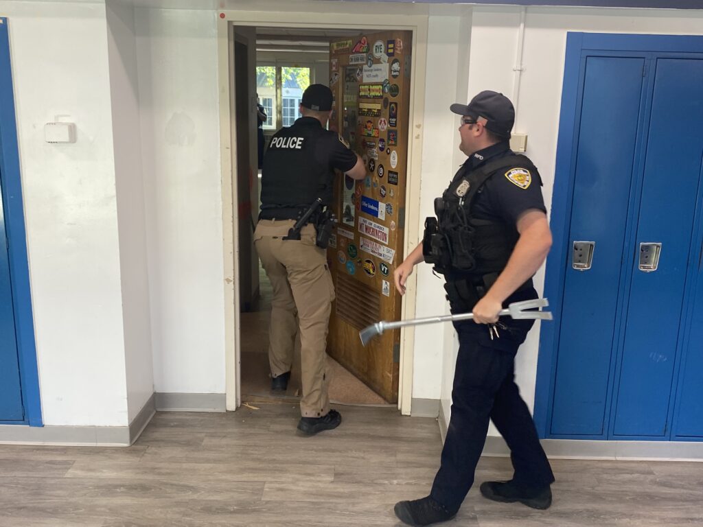 (PHOTO: Rye PD conducted active shooter training on the Rye High School and Middle School campus on Sunday, June 26, 2022. 2- 3/8)