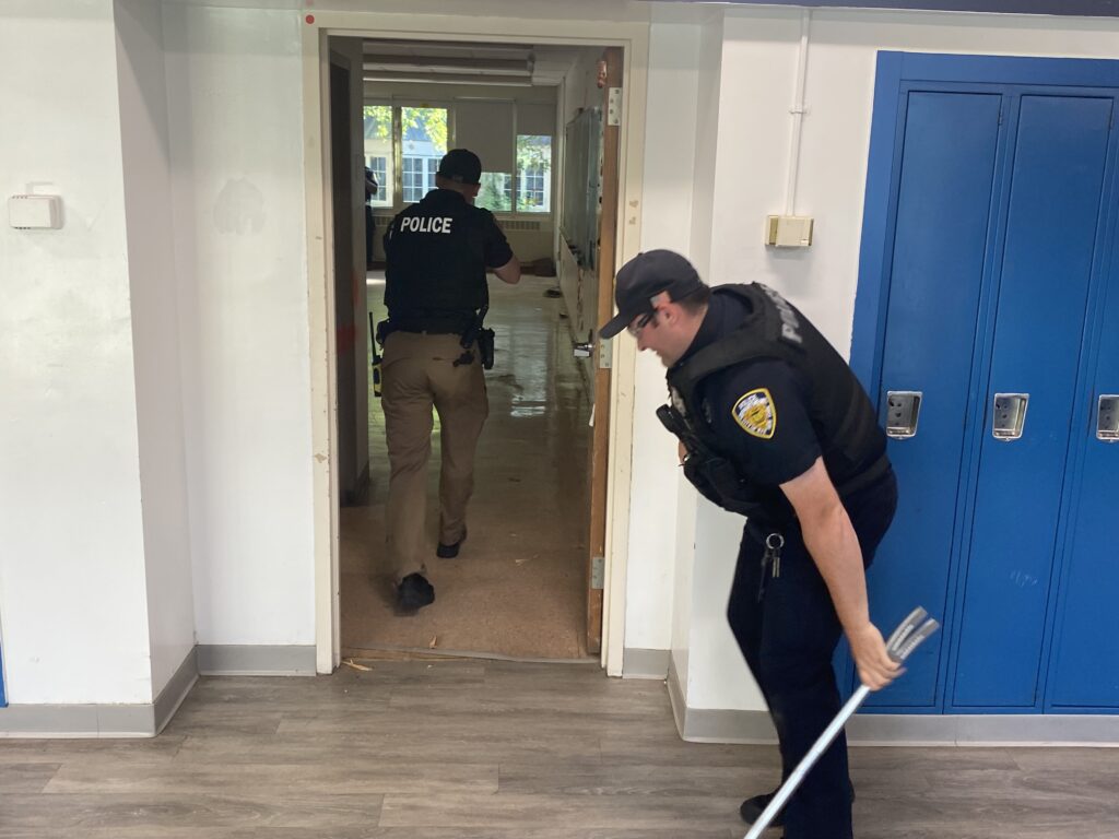 (PHOTO: Rye PD conducted active shooter training on the Rye High School and Middle School campus on Sunday, June 26, 2022. 2- 4/8)