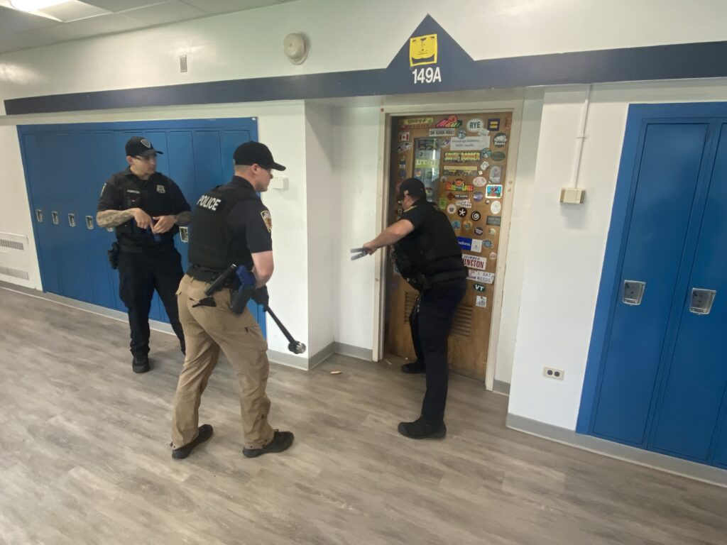 (PHOTO: Rye PD conducted active shooter training on the Rye High School and Middle School campus on Sunday, June 26, 2022. 3- 2/8)