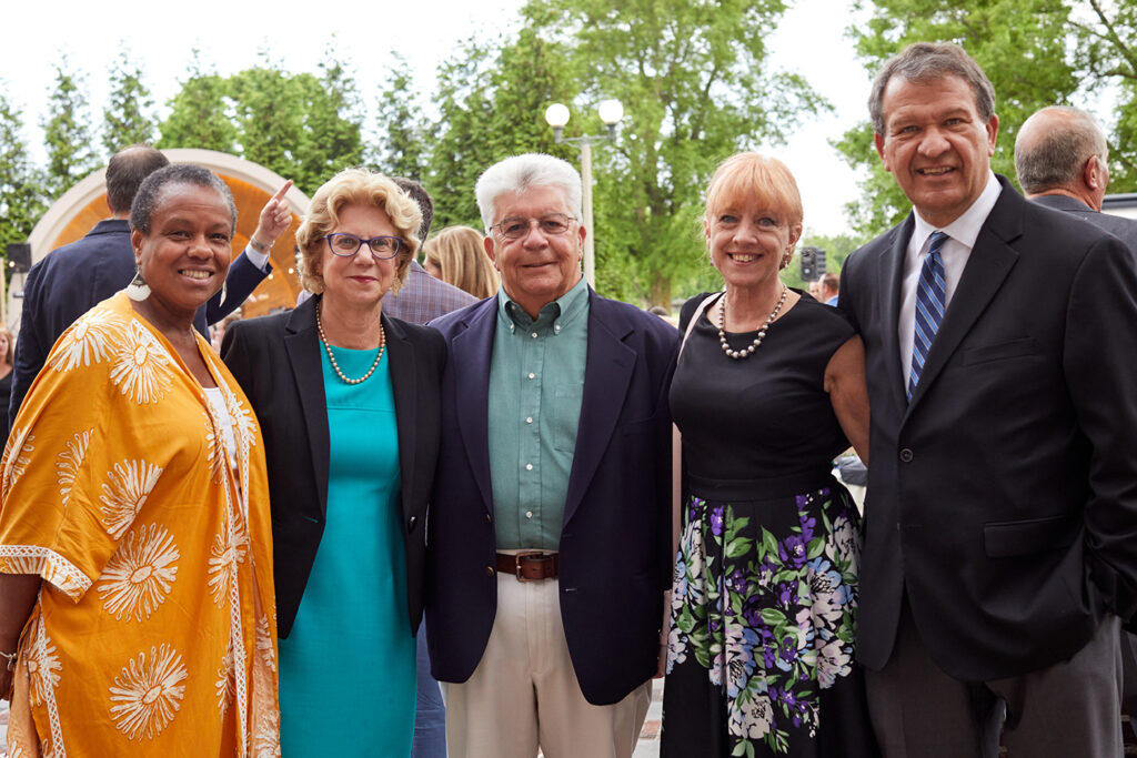 (PHOTO: Joan Grangenois-Thomas, a Port Chester board trustee and district director for the office of U.S. Rep. Mondaire Jones; Shelley Mayer, New York State Senator; Richard 'Fritz’ Falanka, former Port Chester mayor; and Robin and George Latimer, County Executive of Westchester County, were among the guests at the first fundraising event benefiting Meals on Main Street, formerly known as Caritas of Port Chester.)