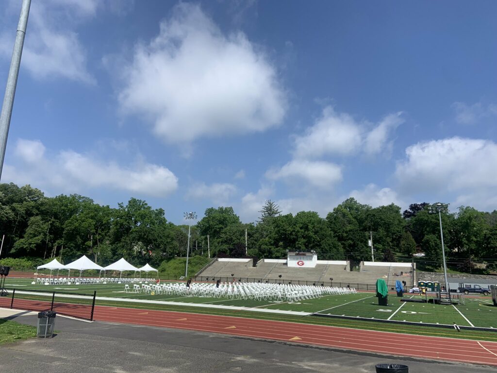 Rye High School graduation set-up 2022