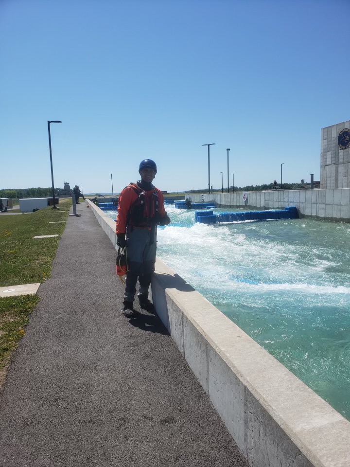 (PHOTO: Rye FD Fire Fighter Joseph Tolve at the Swift Water and Flood Training complex.)