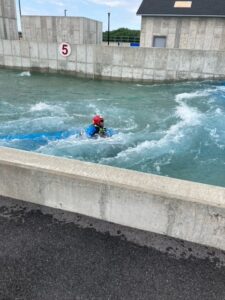 (PHOTO: Ricky Colasacco of Rye FD navigates a simulated flooding event.)