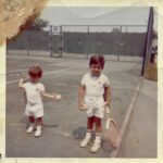 (PHOTO: Rye Lifer Michael Collins and his brother learning to play tennis at Manursing.)