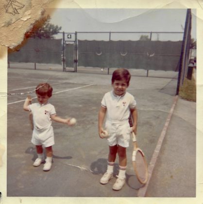 (PHOTO: Rye Lifer Michael Collins and his brother learning to play tennis at Manursing.)