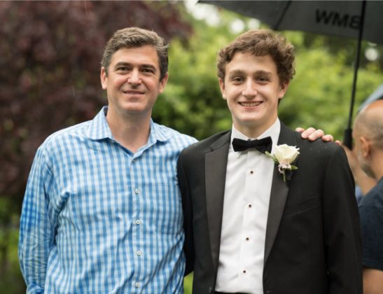 (PHOTO: Rye Lifer Michael Collins and his son at RHS senior prom 2021.)