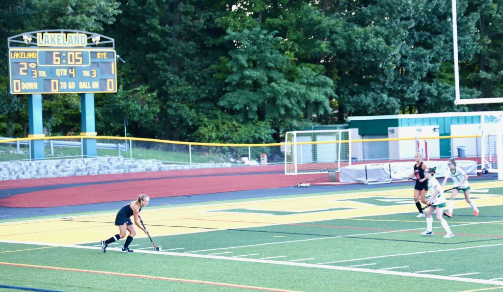 (PHOTO: Scarlett Karmilowitz minutes before she scored the tying goal at Thursday's game vs. Lakeland.)