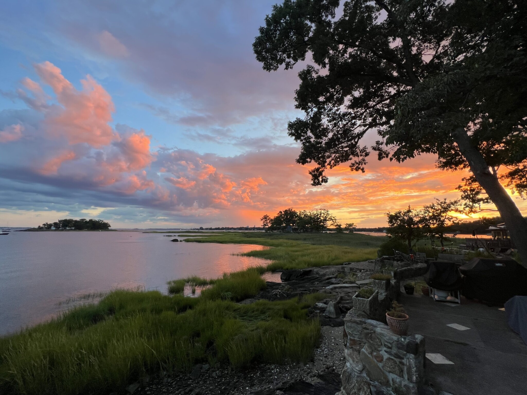 (PHOTO: The incentive to keep it clean: Hen Island shoreline sunset in August 2022. Credit: Bob Clyatt.)