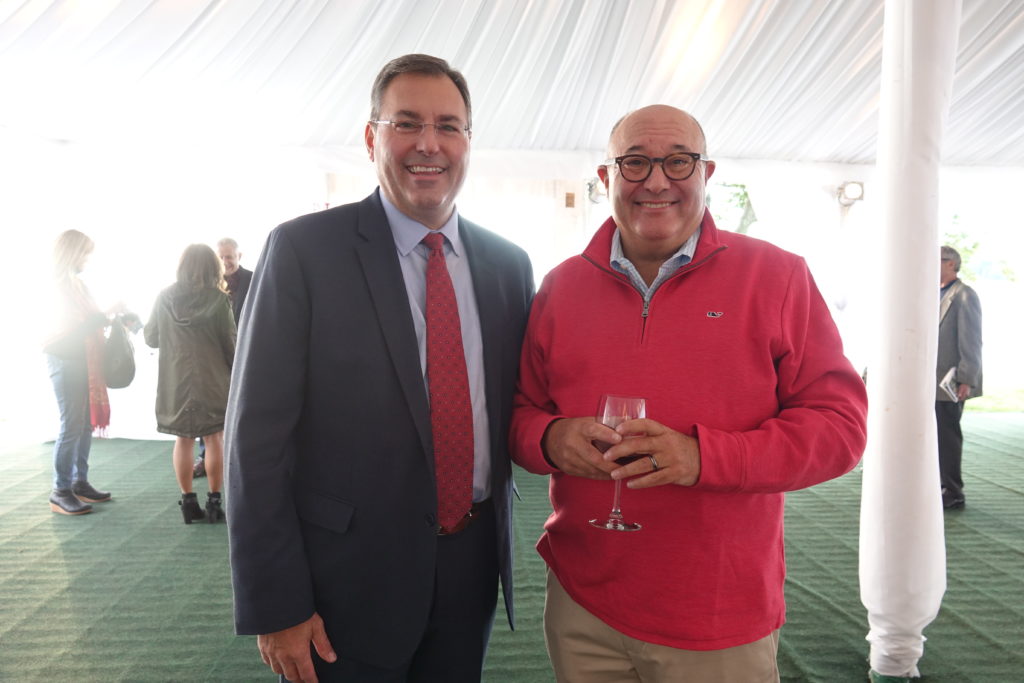(PHOTO: Superintendent of Schools at Rye City School District Eric Byrne and Wainwright House Board of Trustee President & Treasurer Bob Manheimer at the Rye's Above auction and benefit on Thursday.)