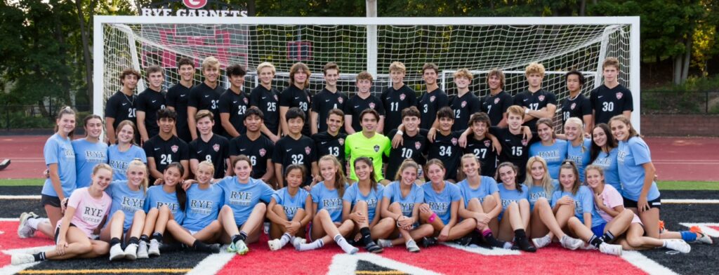 (PHOTO: The Rye Boys and Rye Girls Varsity Soccer Teams of 2022. Credit: Aileen D Brown.)