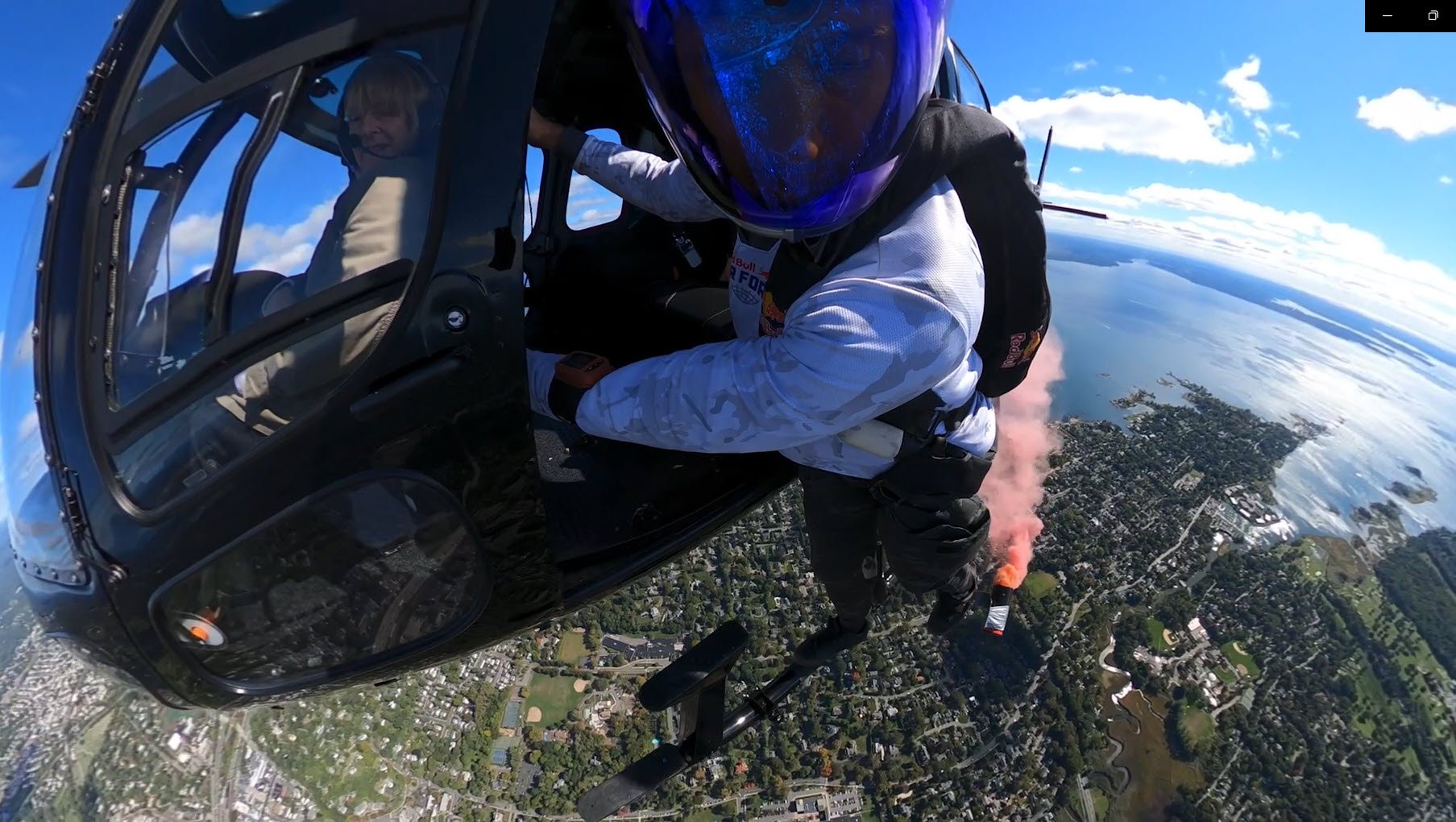 (PHOTO: Jeff Provenzano, RHS' 94 about to jump from the helicopter skid at 2,940 feet.)