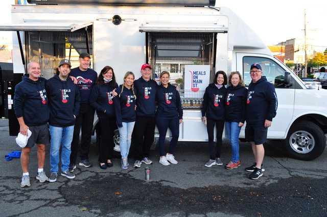 (PHOTO: The Meals On Main Street (MOMS, fka Caritas) Executive Board at the 2021 Run. From left to right: Anthony Tirone (White Plains), Jeffrey Kohn (Rye Brook), Dennis Deutmeyer (Rye), Jane O’Sullivan (Rye), Nicole Gibbs (Rye), James Egan (Rye), Maria Kacha (Rye), Sara Miller (Rye), Patricia Hart (Rye), and Terence Linehan (Rye).)