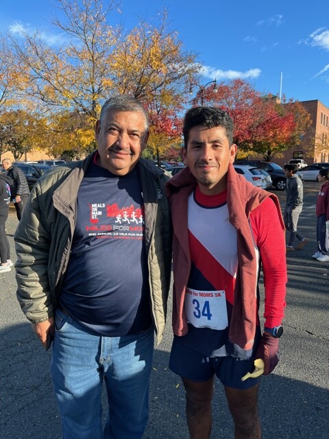 (PHOTO: Mayor of Port Chester Luis Marino with one of the 5k winners Carlos Olave. )