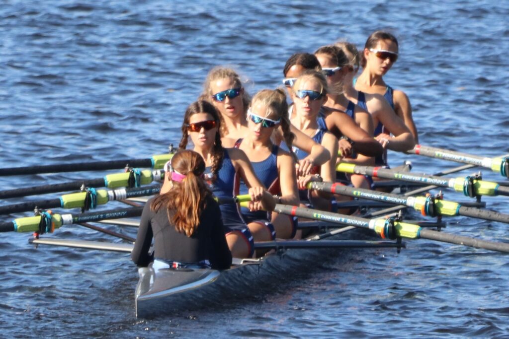 (PHOTO: The RowAmerica Rye wy8+ B at the Head of Charles 2022.)