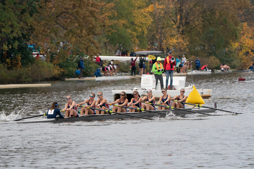 (PHOTO: The RowAmerica Rye  Women’s Youth Eight A, 1st Place with a course record at the Head of Charles 2022.)