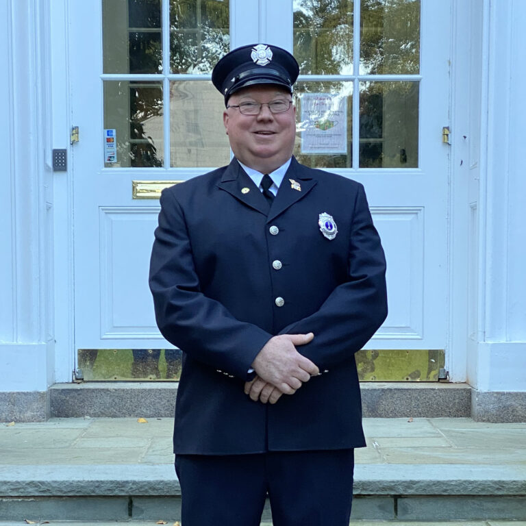 (PHOTO: Rye FD Lieutenant John Thompson at his swearing in at Rye City Hall on October 18, 2022.)