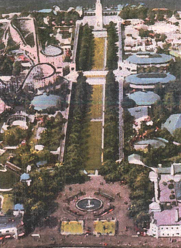 (PHOTO: This historical photo - undated - shows how extensive the tree coverage was both up and down the pedestrian mall and in Playland's main front plaza at the entrance and in front of the Ice Casino.)