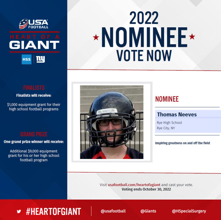 (PHOTO: Vote for TJ Neeves for USA Football's Heart of a Giant award.)