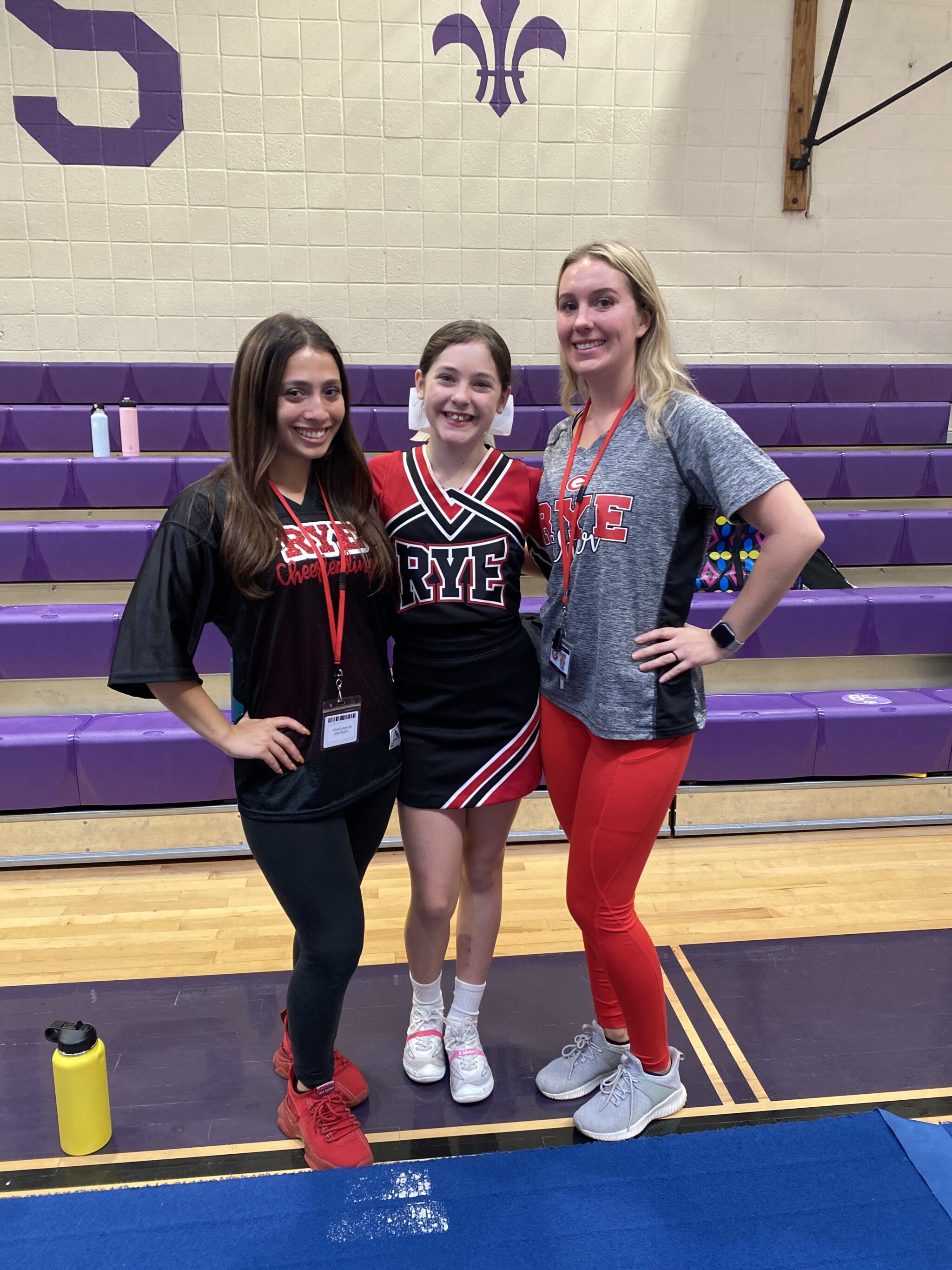 (PHOTO: Rye Varsity Cheerleading eighth grader Elle Talbott won the All League Award on Sunday at the Section One Game Day Championship. Left to right: Coach Belinda DeFonce, Talbott, Coach Melissa Stone.)