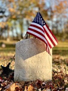 (PHOTO: Grave of Edwin Purdy, US Navy veteran who served on the USS Monitor. Credit: Hank Birdsall.)