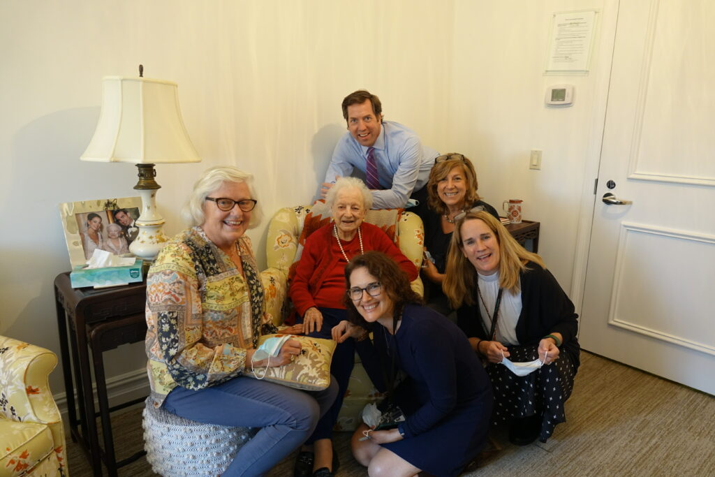 (PHOTO: Mrs. Louise Levy with her friends on The Osborn staff. (left to right, bottom Susie McNamee, Michele Schreer; left to right middle Louise Levy, Angie Foster; left to right top CEO Matt Anderson, Debbie Curcio.)