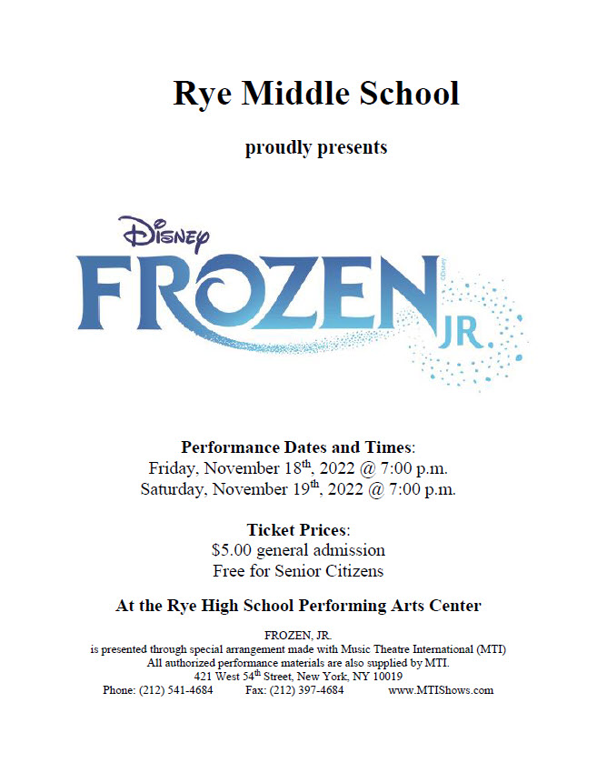 Rye Middle School Frozen 2022