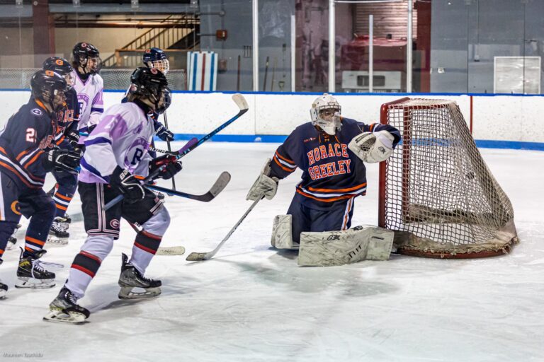 (PHOTO: Rye Boys Varsity Hockey put the Horace Greeley Quakers in the back pew on Wednesday.)