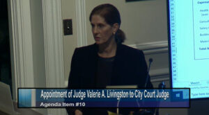 (PHOTO: Rye City Court Judge Valerie A. Livingston during her appointment at Rye City Council on November 30, 2022.)