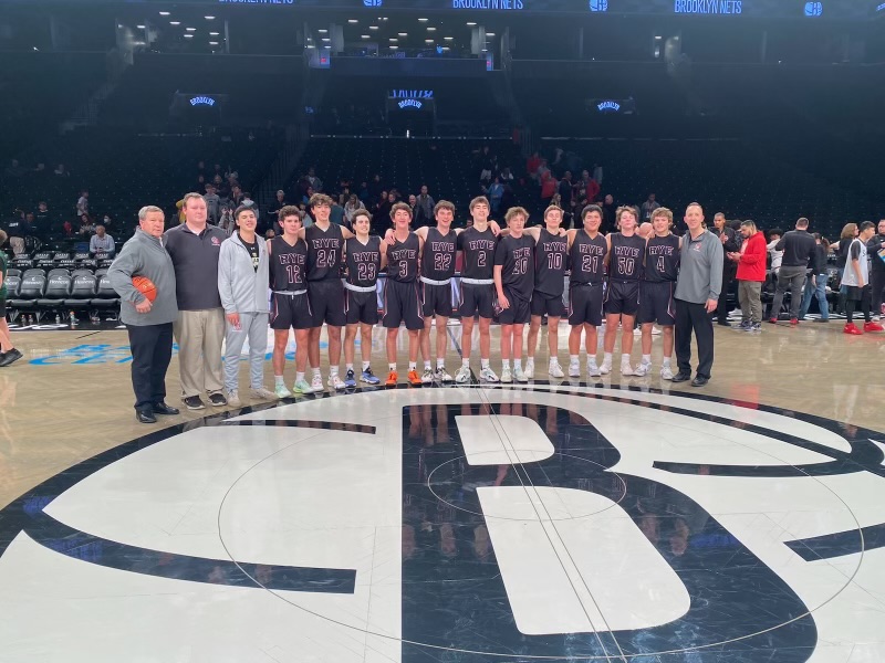 (PHOTO: Rye Boys Varsity Basketball faced Sleepy Hollow at Barclays Center on Thursday night, home of the NBA Brooklyn Nets.)