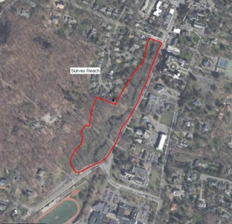 (PHOTO: The map shows the area of Blind Brook restoration efforts at the Rye Nature Center.)